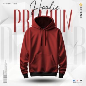 Men’s Premium Contrast Hoodie – Dark Red